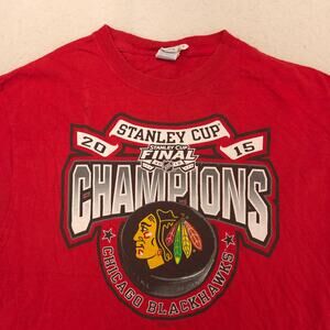 NHL Chicago Blackhawks Crew Neck Graphic Hockey T Shirt Mens Size Medium M Red